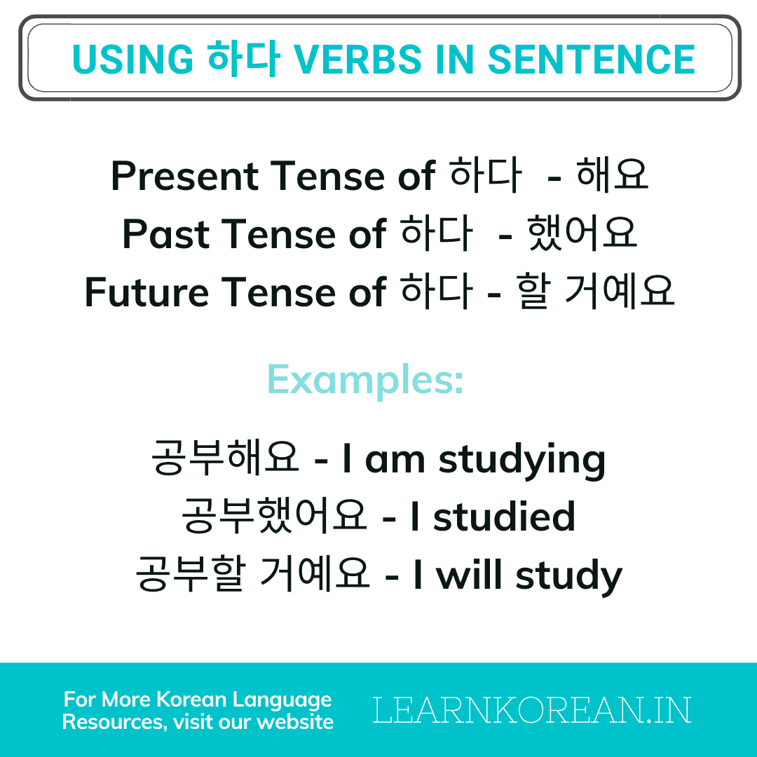 Common Korean 하다 verbs Usage